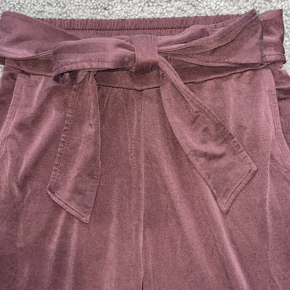 FABLETICS Criss Washed Tie Front Tricot Wide Leg Pants Burgundy - EUC - Size S - Picture 2 of 8